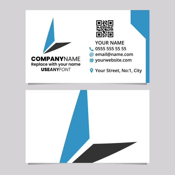 Blue Black Business Card Template Triangle Letter Logo Icon Light — Vetor de Stock