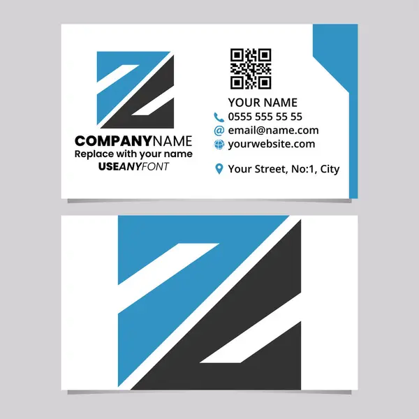 Blue Black Business Card Template Triangular Square Shaped Letter Logo — Stockvektor