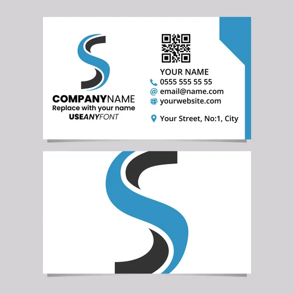 Blue Black Business Card Template Twisted Letter Logo Icon Light — Διανυσματικό Αρχείο