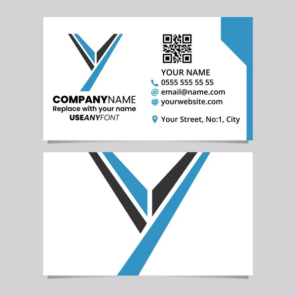 Blue Black Business Card Template Uppercase Letter Logo Icon Light — Stock Vector