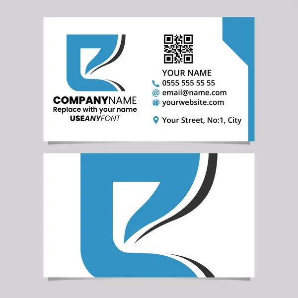 Blue Black Business Card Template Wavy Layered Letter Logo Icon —  Vetores de Stock