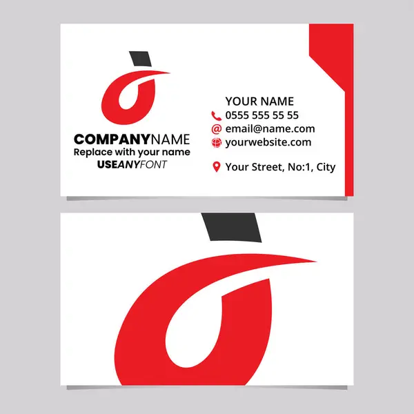 Rote Und Schwarze Visitenkartenvorlage Mit Gebogenem Stacheligen Buchstaben Logo Symbol — Stockvektor