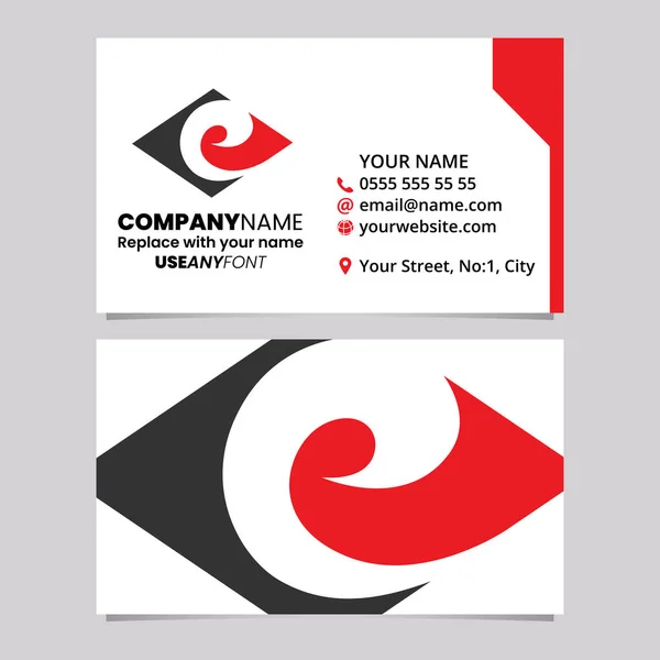 Rote Und Schwarze Visitenkartenvorlage Mit Horizontalem Diamantförmigem Buchstaben Logo Symbol — Stockvektor