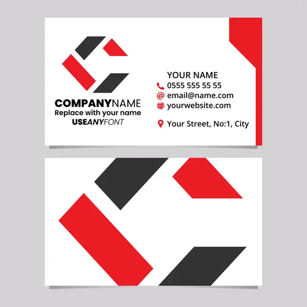 赤と黒のビジネスカードテンプレート 長方形の文字Cロゴアイコン ライトグレーの背景 — ストックベクタ