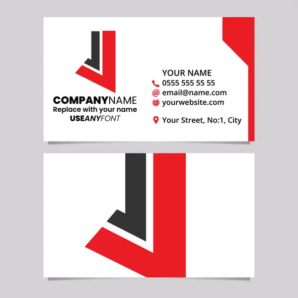 Modelo Cartão Visita Vermelho Preto Com Letra Alinhada Reta Logo — Vetor de Stock