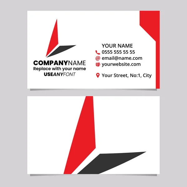 Modelo Cartão Visita Vermelho Preto Com Triângulo Letra Logotipo Ícone — Vetor de Stock