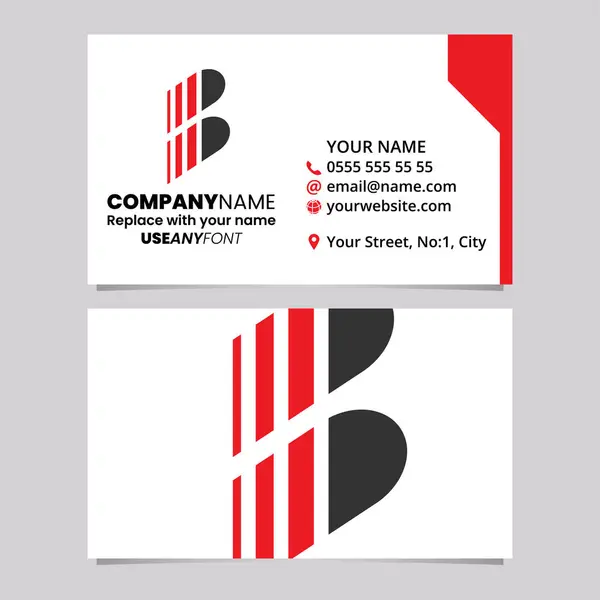 Modelo Cartão Visita Vermelho Preto Com Letra Listrada Vertical Logo — Vetor de Stock