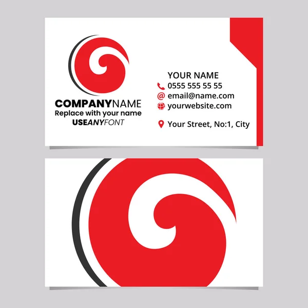 Red Black Business Card Template Whirl Shaped Letter Logo Icon — Stock Vector