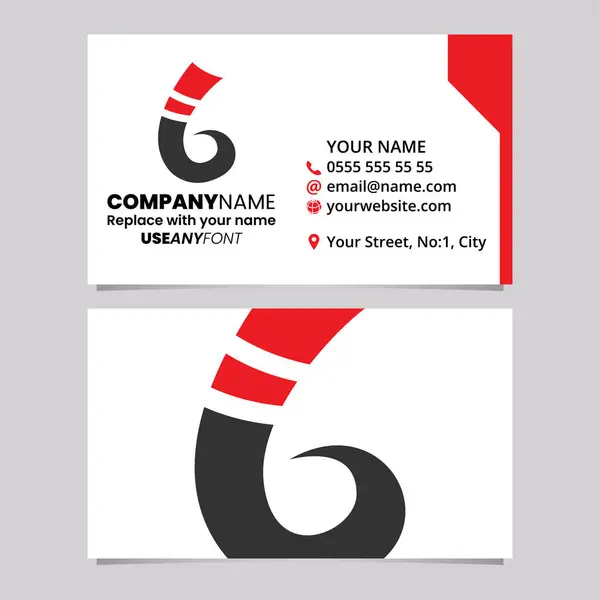 Rote Und Schwarze Visitenkarten Vorlage Mit Lockigem Buchstaben Logo Symbol lizenzfreie Stockvektoren