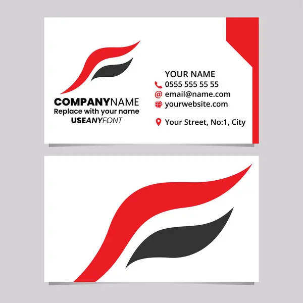 फ्लाइंग बर्ड आकार के पत्र एफ लोगो प्रतीक के साथ लाल और काले व्यापार कार्ड टेम्पलेट एक प्रकाश ग्रे पृष्ठभूमि पर रॉयल्टी फ़्री स्टॉक वेक्टर्स