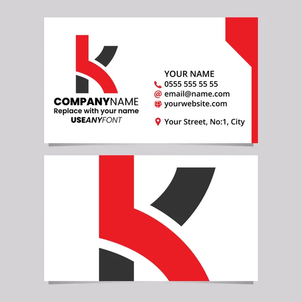 赤と黒のビジネスカードテンプレート ライトグレーの背景に重複した文字Kのロゴアイコン ベクターグラフィックス