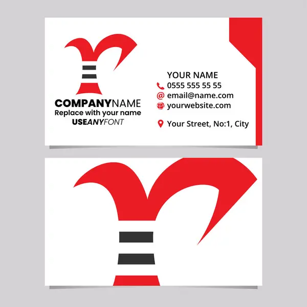 Κόκκινο Και Μαύρο Πρότυπο Επαγγελματική Κάρτα Ριγέ Γράμμα Λογότυπο Εικονίδιο Εικονογράφηση Αρχείου