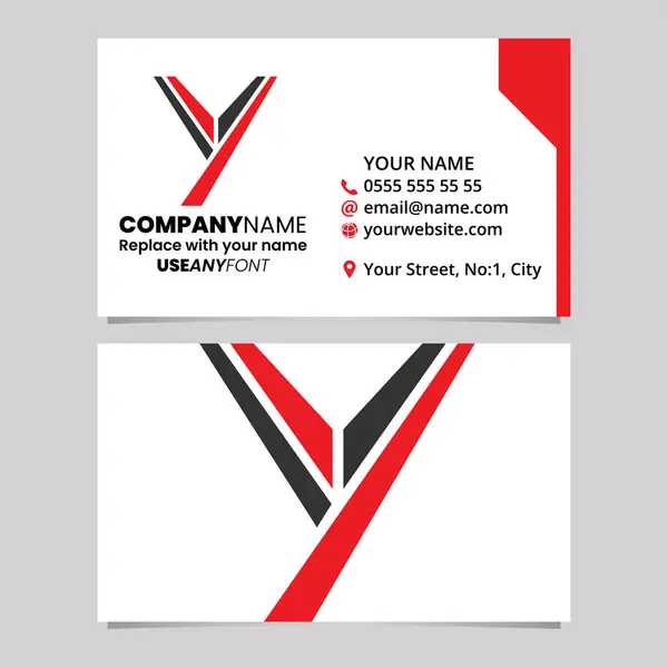 Rote Und Schwarze Visitenkartenvorlage Mit Großbuchstaben Logo Symbol Auf Hellgrauem lizenzfreie Stockillustrationen