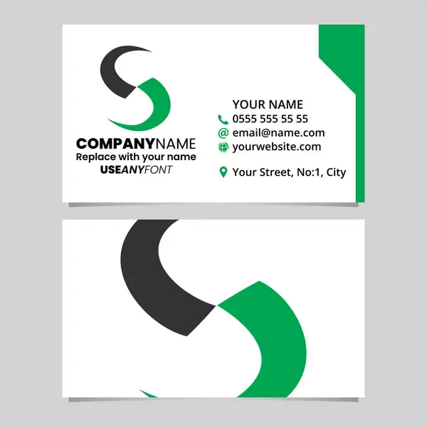 Grüne Und Schwarze Visitenkartenvorlage Mit Klingenförmigem Buchstaben Logo Symbol Auf — Stockvektor