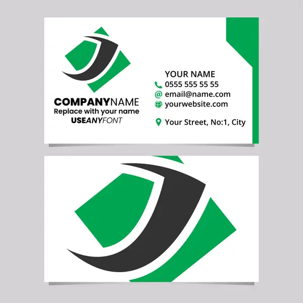 Grüne Und Schwarze Visitenkartenvorlage Mit Diamant Quadrat Buchstabe Logo Symbol — Stockvektor