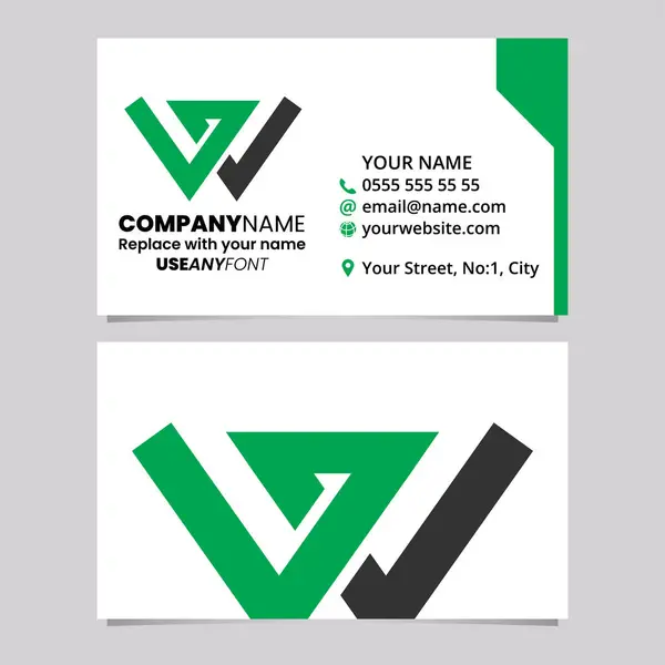 Green Black Business Card Template Intersecting Lined Letter Logo Icon — Stock Vector