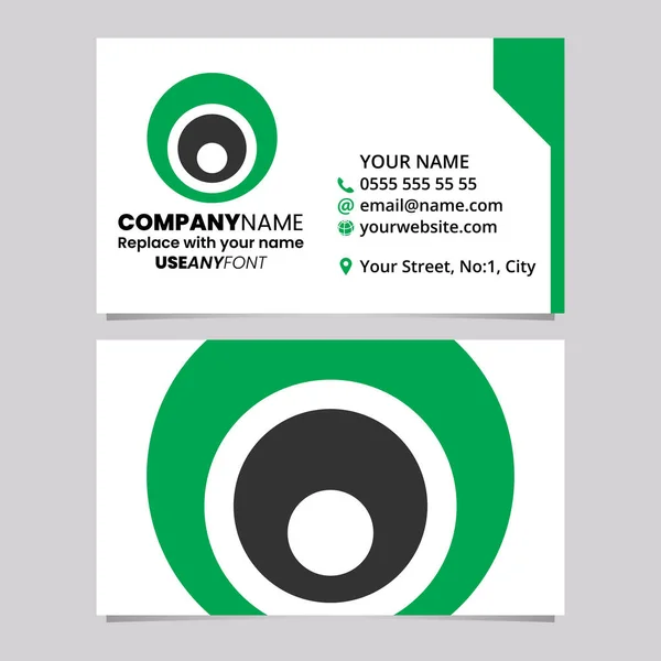 Green Black Business Card Template Nested Circle Shaped Letter Logo — Stock Vector