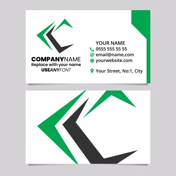 Grüne Und Schwarze Visitenkartenvorlage Mit Spitzem Buchstaben Logo Symbol Auf — Stockvektor