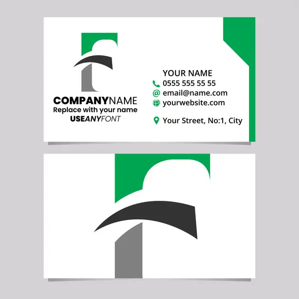 Grüne Und Schwarze Visitenkartenvorlage Mit Spitzem Buchstaben Logo Symbol Auf — Stockvektor