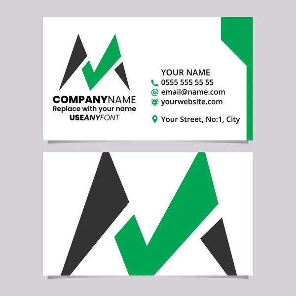 Modelo Cartão Visita Verde Preto Com Letra Pontiaguda Logo Icon —  Vetores de Stock