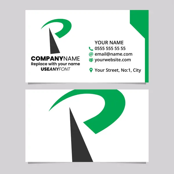 Green Black Business Card Template Pointy Tipped Letter Logo Icon — Stock Vector