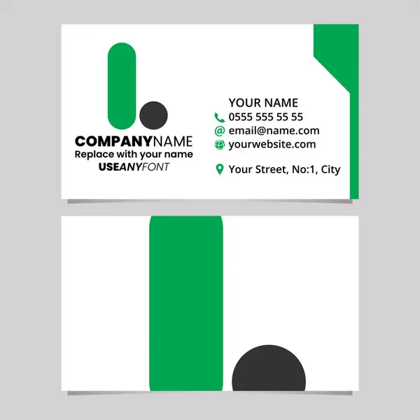 Green Black Business Card Template Rounded Letter Logo Icon Light — Stock Vector