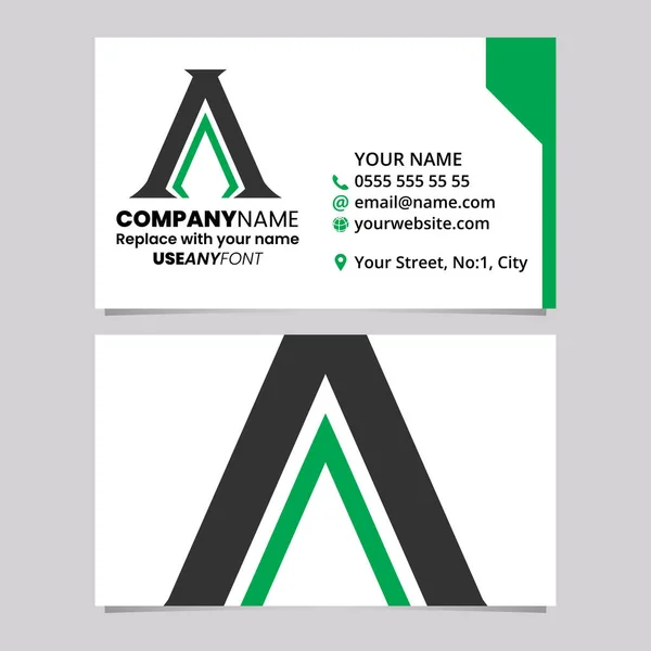 Szablon Zielonej Czarnej Karty Biznesowej Kolczastą Literą Ikona Logo Jasnoszarym — Wektor stockowy