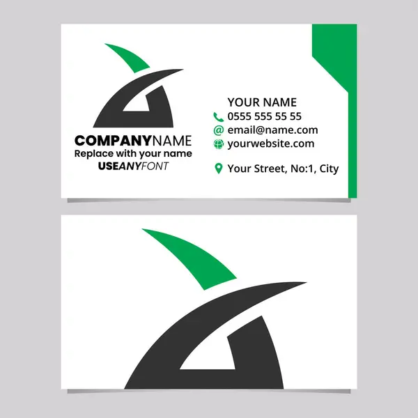 Grüne Und Schwarze Visitenkartenvorlage Mit Stacheligen Kleinbuchstaben Ein Logo Symbol — Stockvektor