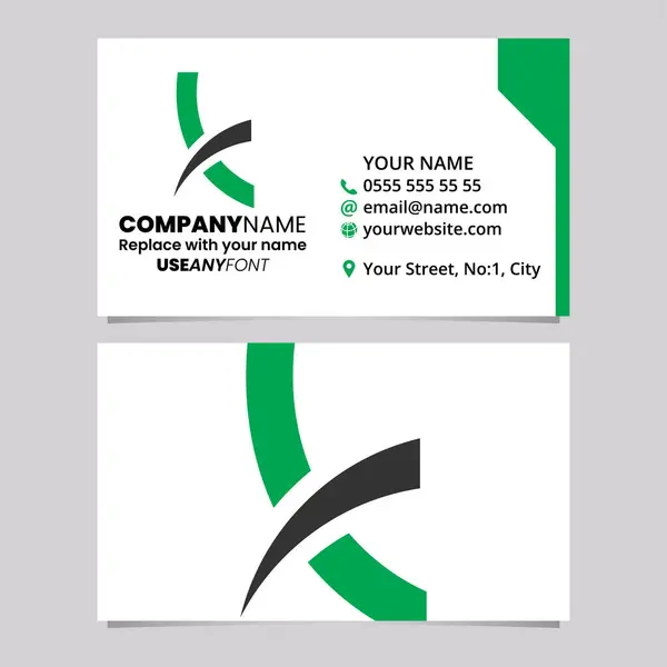 Green Black Business Card Template Spiky Lowercase Letter Logo Icon — Stock Vector