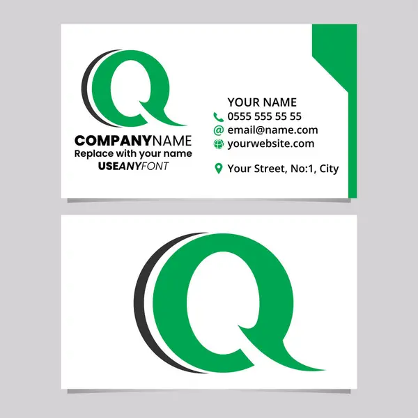 Grüne Und Schwarze Visitenkarten Vorlage Mit Stacheligen Runden Buchstaben Logo — Stockvektor