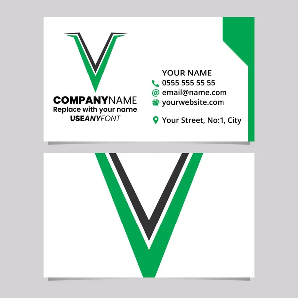 Modelo Cartão Visita Verde Preto Com Spiky Forma Letra Logo —  Vetores de Stock