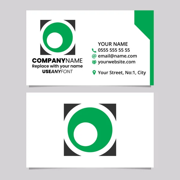 Green Black Business Card Template Square Letter Logo Icon Light — Stock Vector