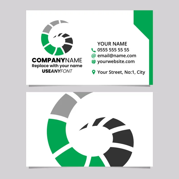 Modelo Cartão Visita Verde Preto Com Letra Listrada Logo Icon — Vetor de Stock
