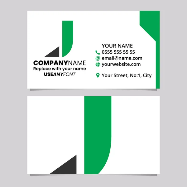 Green Black Business Card Template Triangular Tipped Letter Logo Icon — Stock Vector