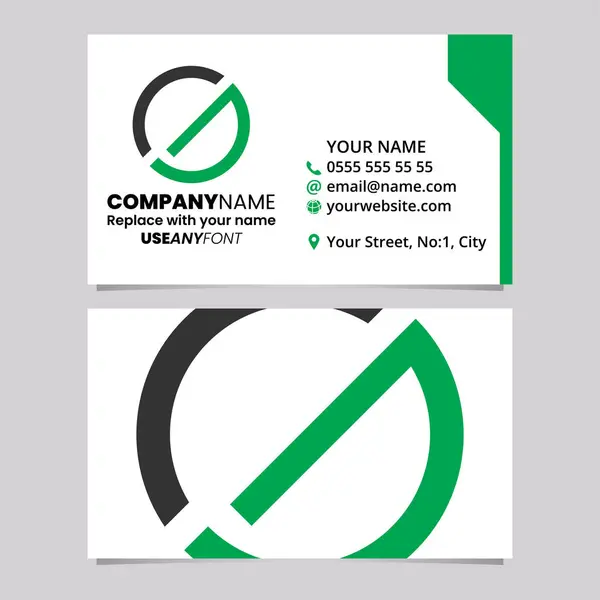 Шаблон Зеленой Черной Бизнес Карты Логотипом Круга Светло Сером Фоне Стоковый вектор