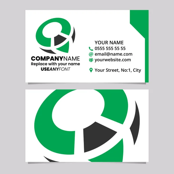 Grüne Und Schwarze Visitenkartenvorlage Mit Kompassförmigem Buchstaben Logo Symbol Auf Stockvektor