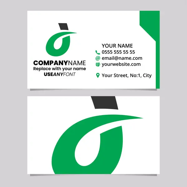 Green Black Business Card Template Curved Spiky Letter Logo Icon Vector Graphics