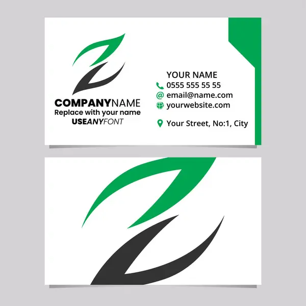 Green Black Business Card Template Fire Shaped Letter Logo Icon Stock Vector