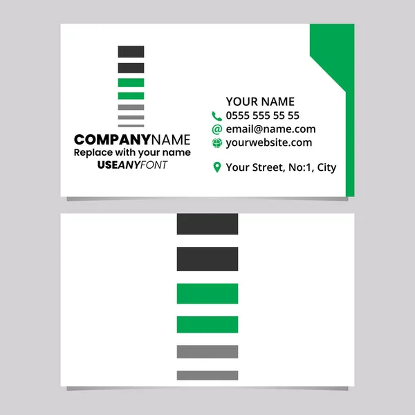Green Black Business Card Template Horizontal Striped Letter Logo Icon Stock Illustration