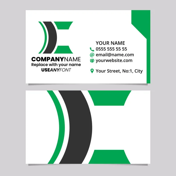 緑と黒のビジネスカードテンプレート レンズの形をした文字Cのロゴアイコン ライトグレーの背景 ロイヤリティフリーストックベクター