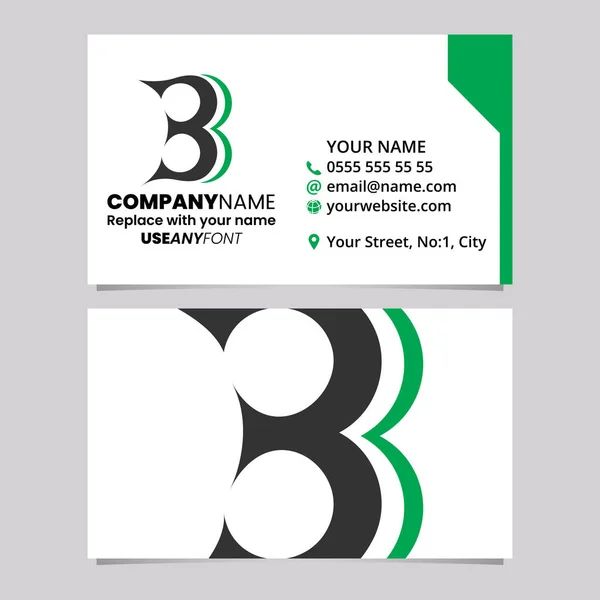 संख्या 3 आकार के पत्र बी लोगो प्रतीक के साथ ग्रीन और ब्लैक बिजनेस कार्ड टेम्पलेट एक प्रकाश ग्रे पृष्ठभूमि पर रॉयल्टी फ़्री स्टॉक वेक्टर्स