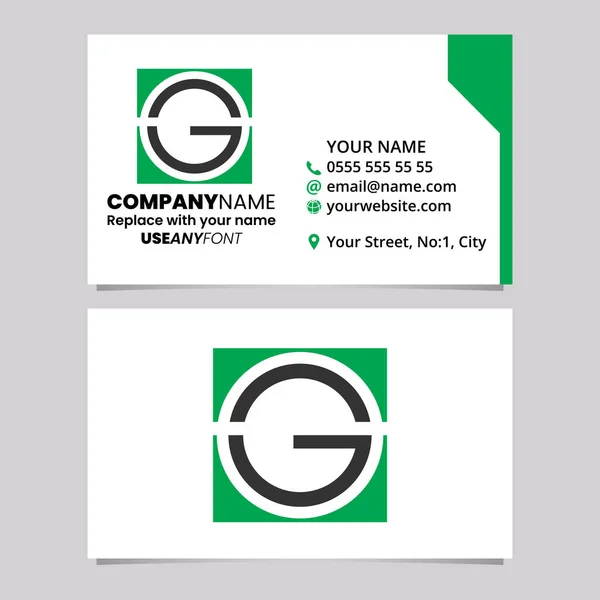 Πρότυπο Πράσινης Και Μαύρης Επαγγελματικής Κάρτας Τετράγωνο Γράμμα Λογότυπο Εικονίδιο Διανυσματικά Γραφικά
