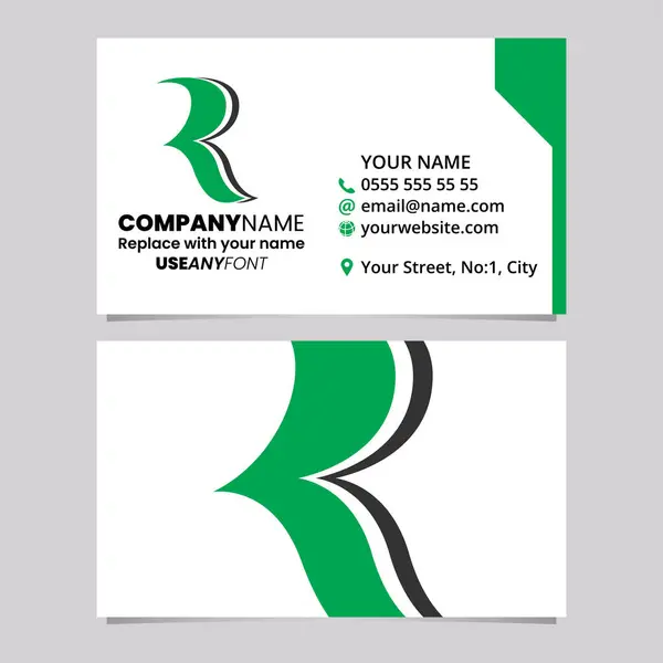 Green Black Business Card Template Wavy Shaped Letter Logo Icon Stock Illustration