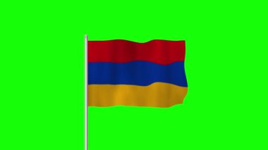 Yeşil Ekranda Sallanan Ulusal Ermeni Bayrağı