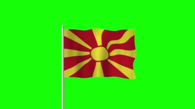 Kuzey Makedonya Ulusal Bayrağı Yeşil Ekranda Dalgalanıyor