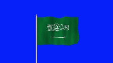Suudi Arabistan Ulusal Bayrağı Mavi Ekranda Dalgalanıyor