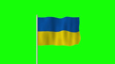 Ukrayna Ulusal Bayrağı Yeşil Ekranda Dalgalanıyor