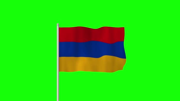 Yeşil Ekranda Sallanan Ulusal Ermeni Bayrağı — Stok video
