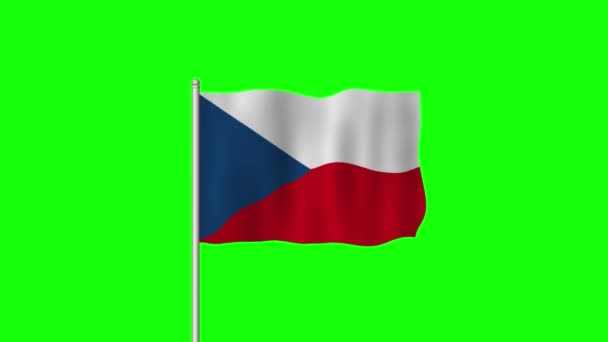 Bandeira Nacional Tchecoslováquia Acenando Uma Tela Verde — Vídeo de Stock