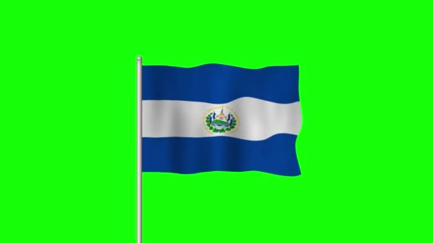 Flaga Narodowa Salwadoru Macha Zielonym Ekranie — Wideo stockowe